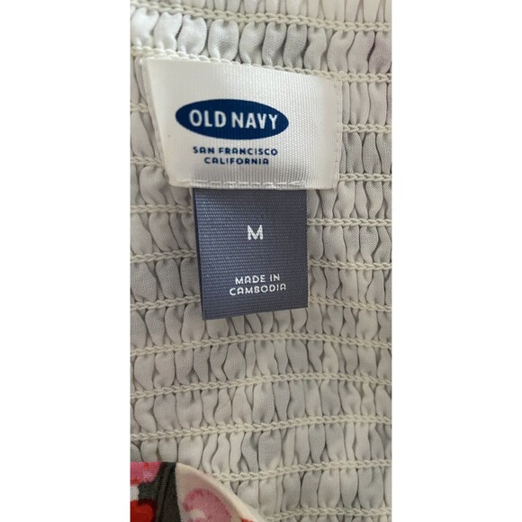 Old Navy Sundress Medium White Floral Cami Fit & Flare VNeck Lined Mini Tropical - Picture 7 of 8